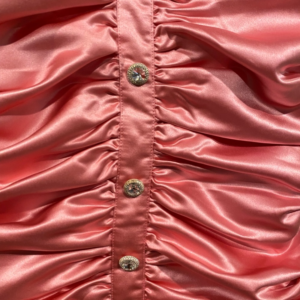 Pink Satin Ruched Mini Dress - Picture 3 of 3